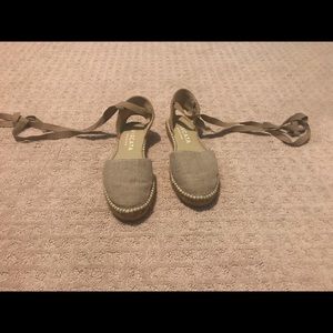 Neutral lace up flat espadrilles